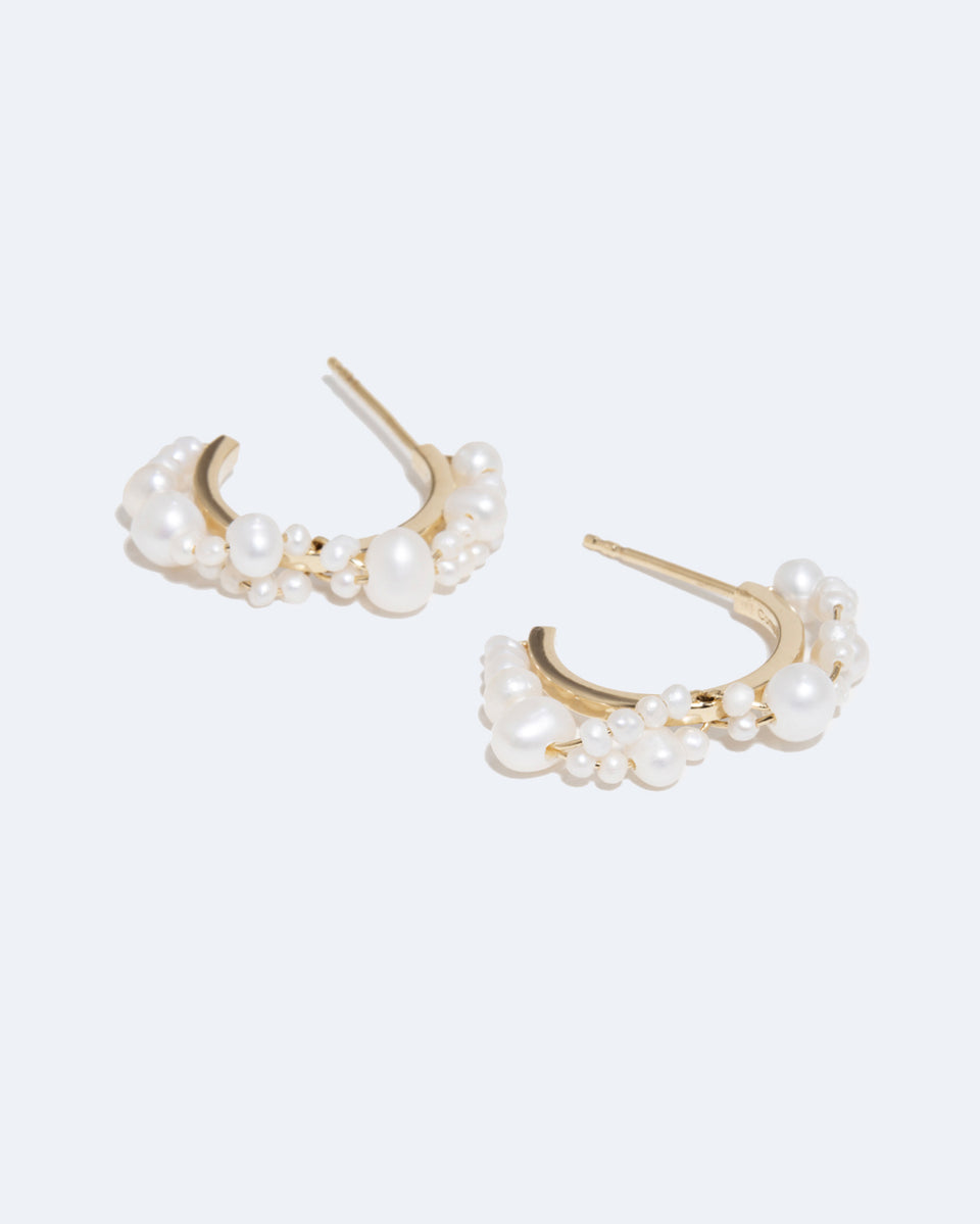 Stratus - Boucles d'oreilles perle et vermeil