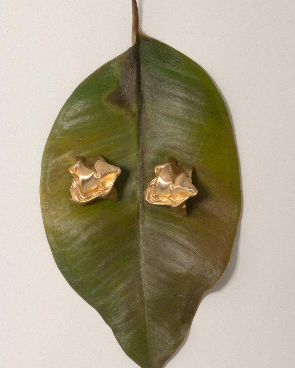 Crunched: A Tale of Abandoned Legal Strategies - Gold Vermeil Earrings
