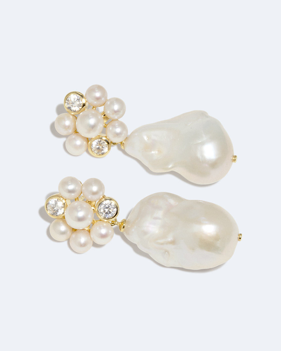 Lightdrops - Pearl and Zirconia Recycled Gold Vermeil Earrings