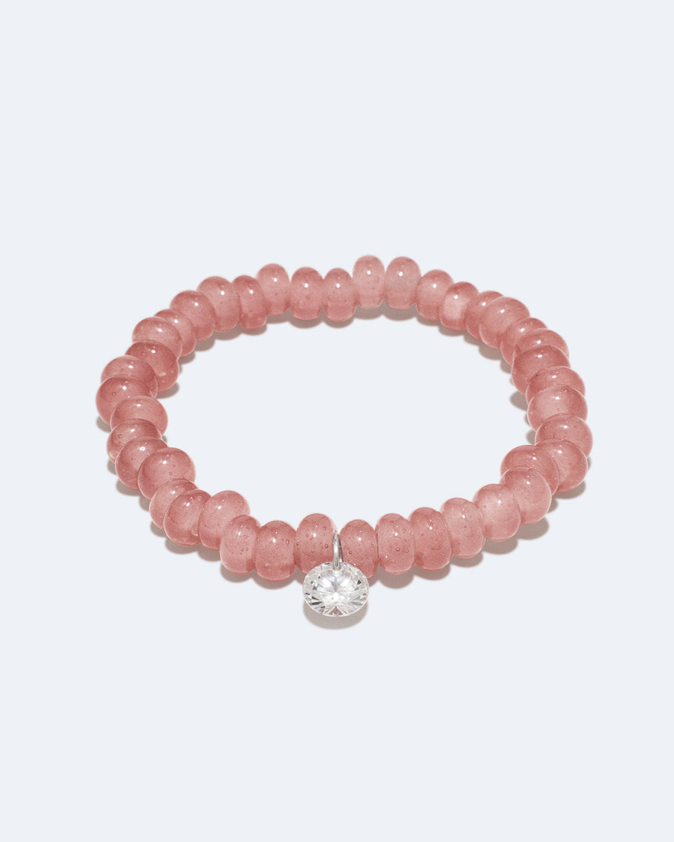 Chutes - Zirconia and Recycled Pink Glass Bead Bracelet