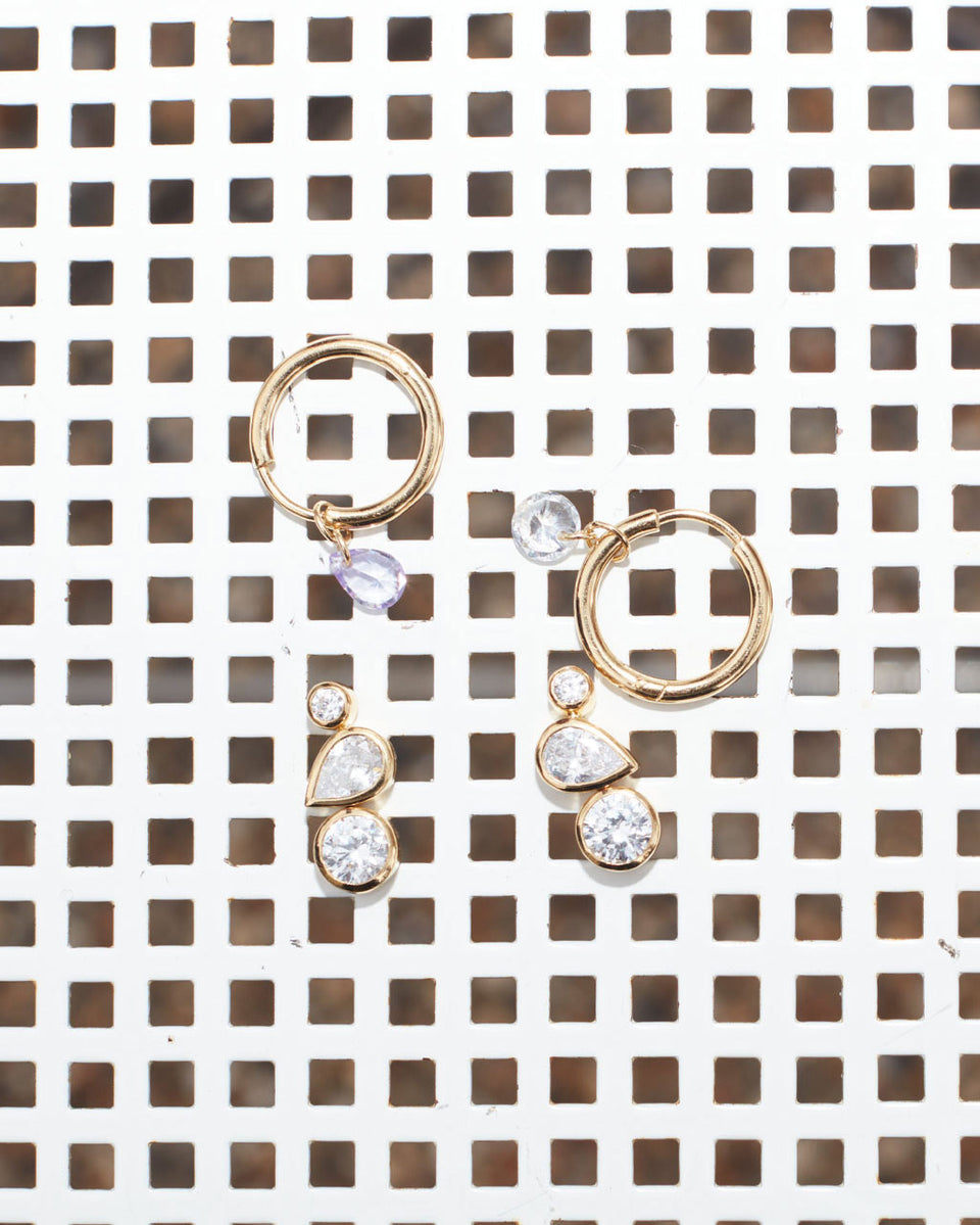 Like Peas in a Pod II - Zirconia and Recycled Gold Vermeil Earrings