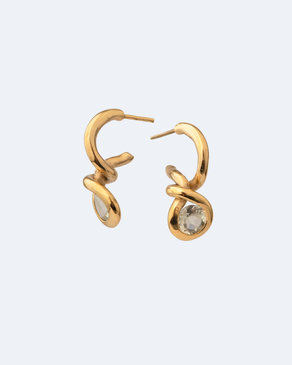 Le Gardien des Abeilles - Boucles d'oreilles topaze blanche et vermeil en or recyclé