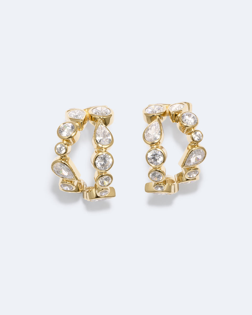 Comme deux gouttes d'eau IV – Boucles d'oreilles en oxyde de zirconium et vermeil