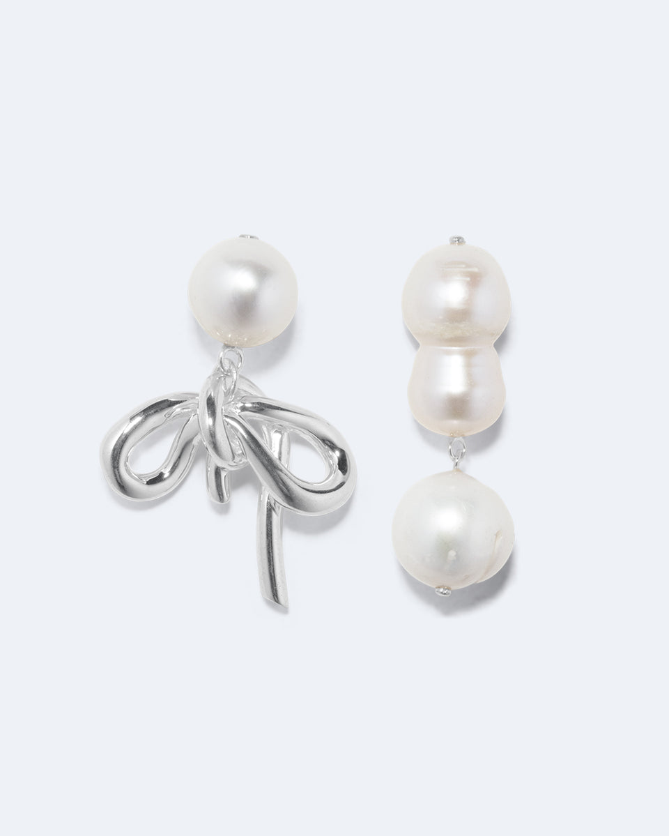Once in a Blue Moon - Pearl and Recycled Silver Earrings