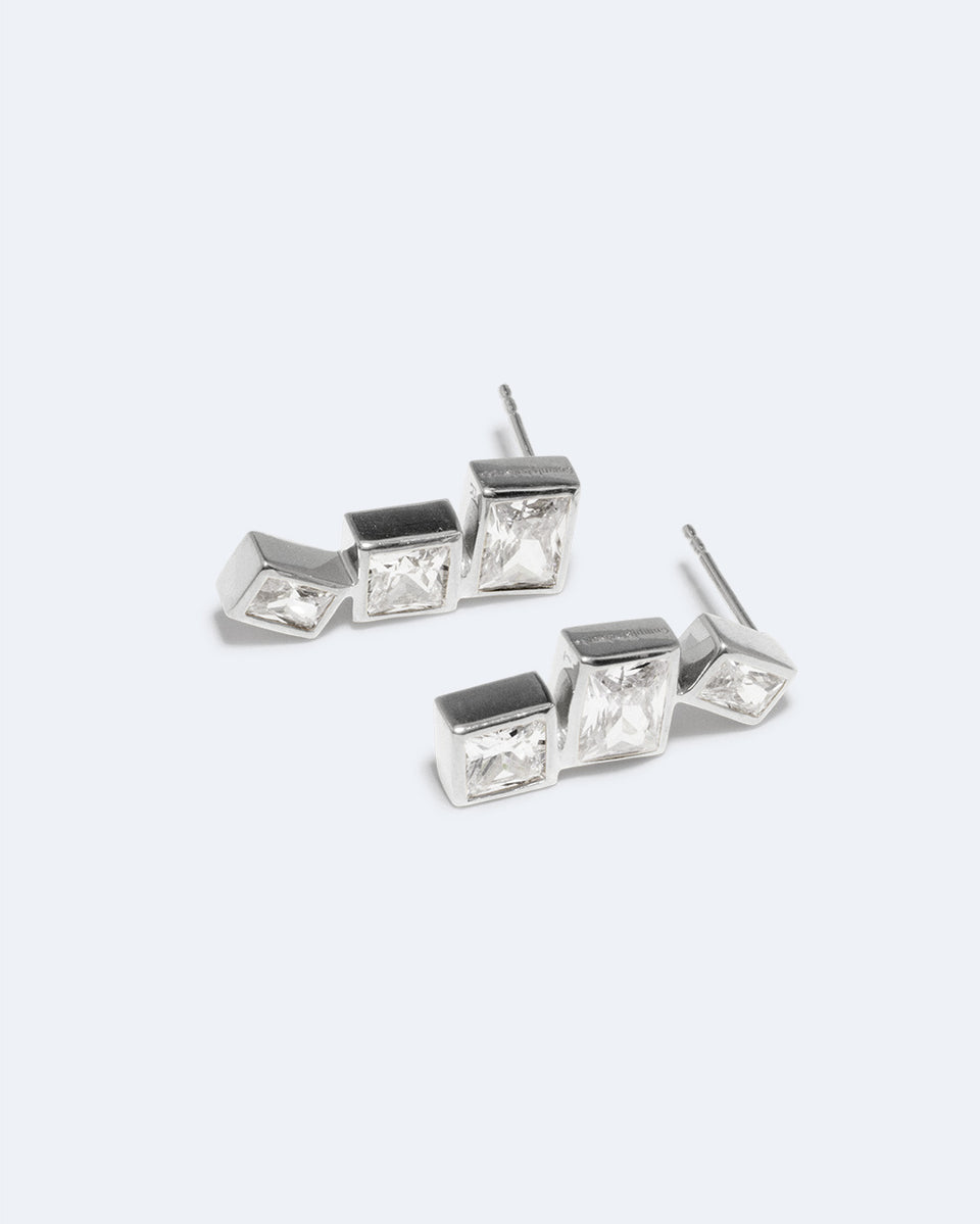 How to Get a Low Score at Tetris - Zirconia and Recycled Silver Earrings