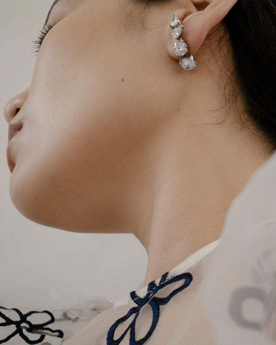 Tranquility I - Cubic Zirconia and Platinum Plated Earrings