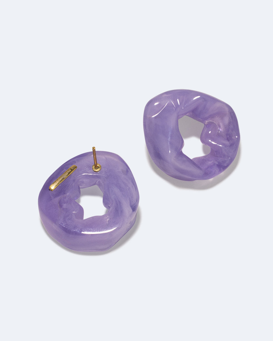 Scrunch - Lilac Bio Resin and Recycled Gold Vermeil Earrings