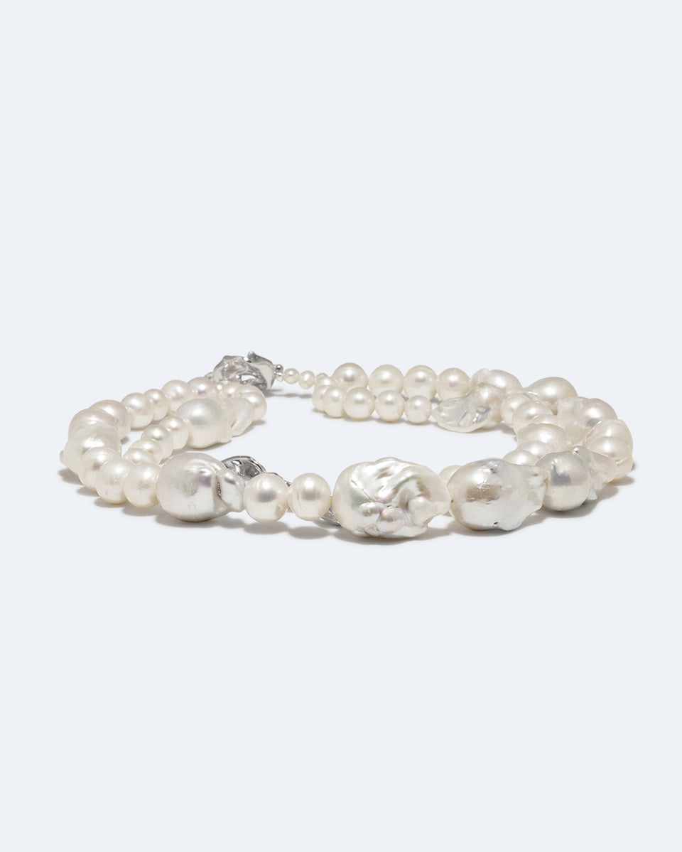 Foraging - Pearl and Recycled Silver Necklace