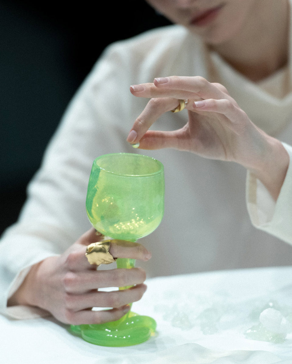 Thaw - Recycled Wine Glass in Acid Green