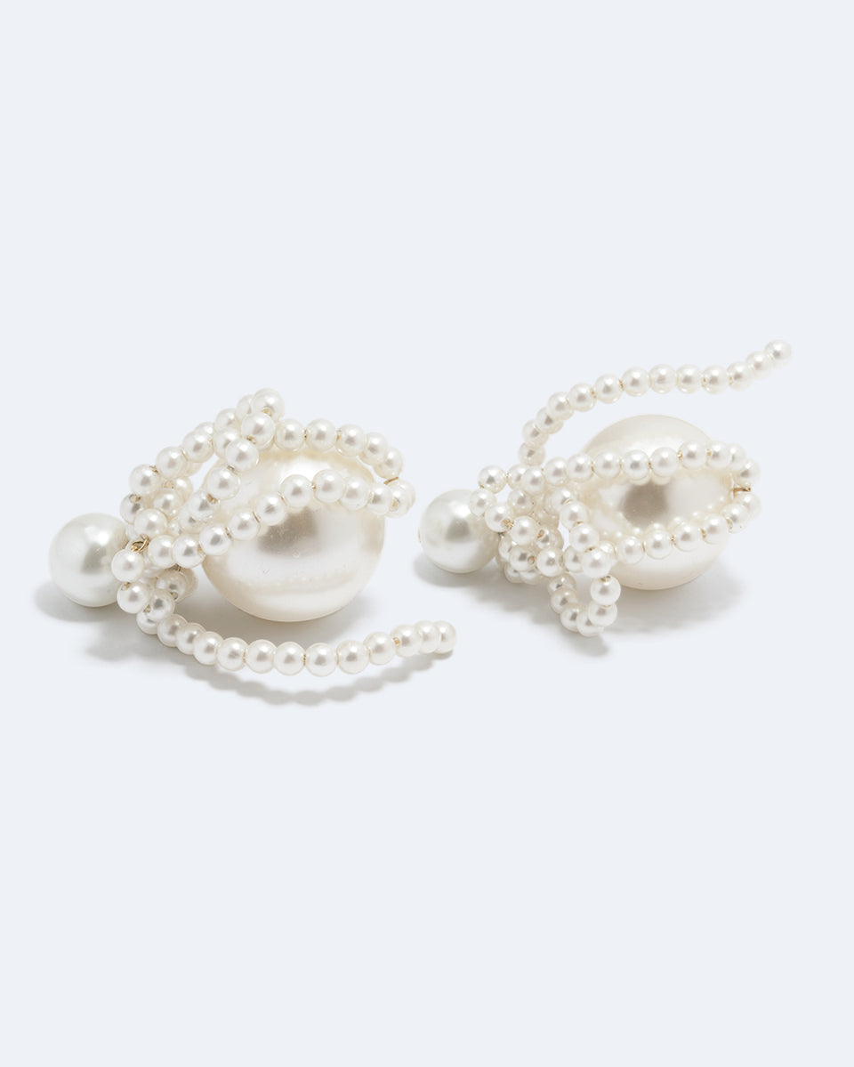 Time is Thirsty - Boucles d'oreilles plaquées or et perles
