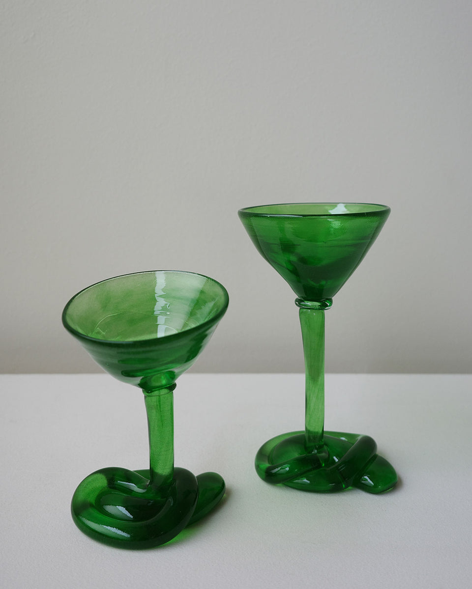 Thaw - Recycled Martini Glass in Leaf Green