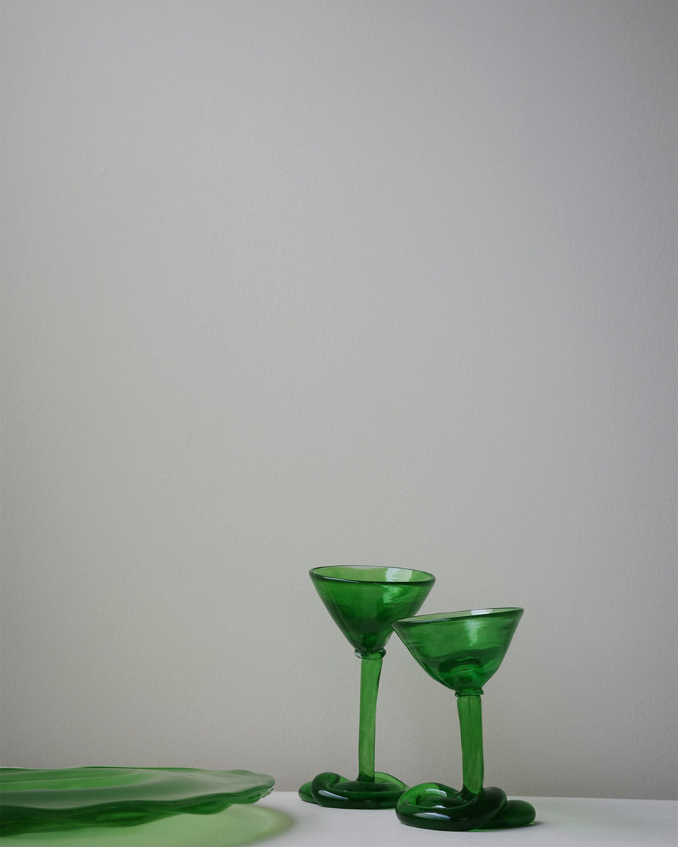 Thaw - Recycled Martini Glass in Leaf Green
