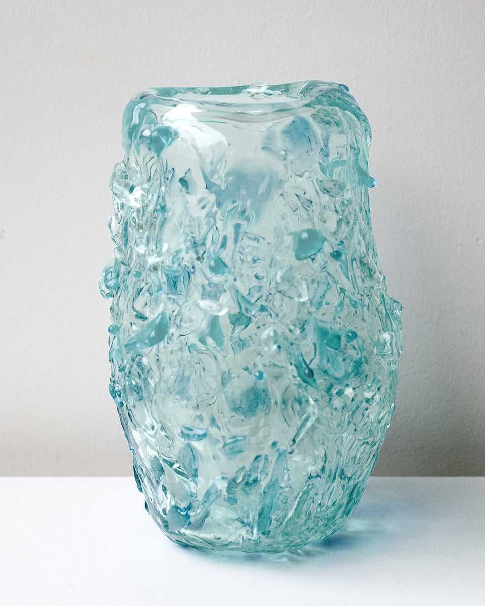 The Light Spreads Slowly - Recycled Glass Large Vase in Clear