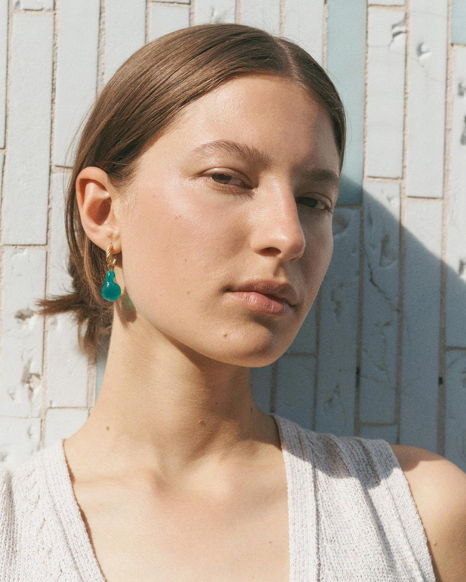 Husband Number Six? - Green Bio Resin and Recycled Gold Vermeil Earrings