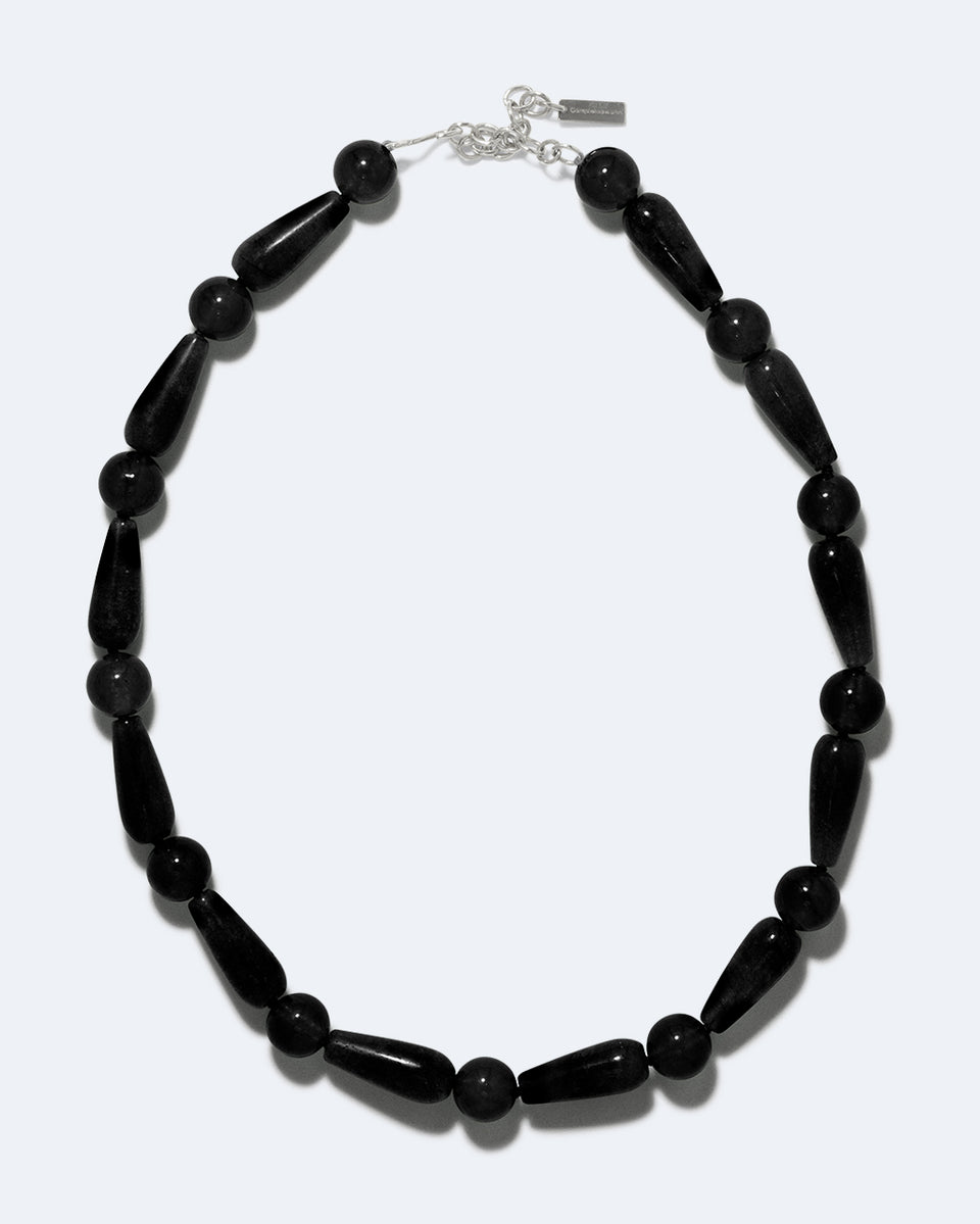 Les Profondeurs du Temps - Collier en onyx noir et argent recyclé