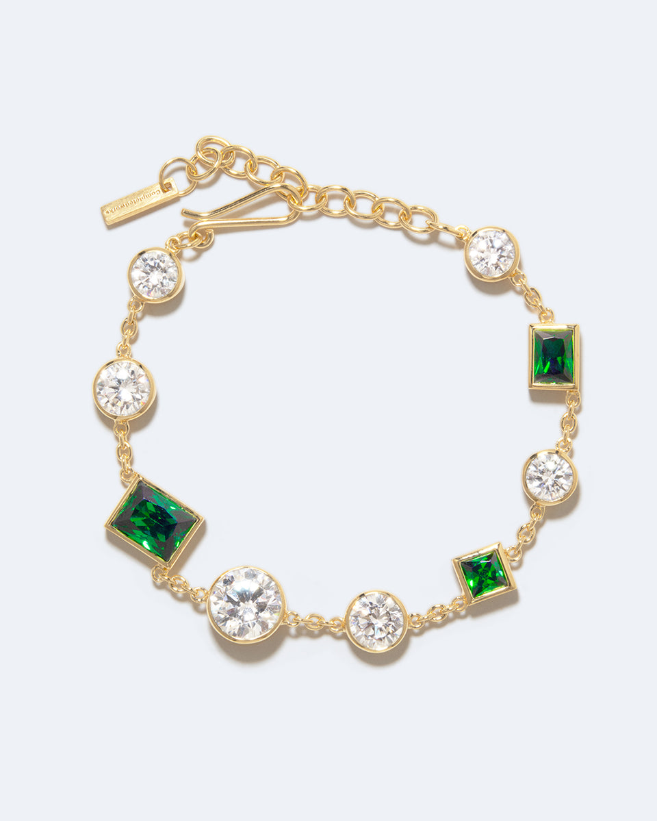 Le Mystérieux Lien - Bracelet en Zirconium Émeraude et Vermeil en Or Recyclé