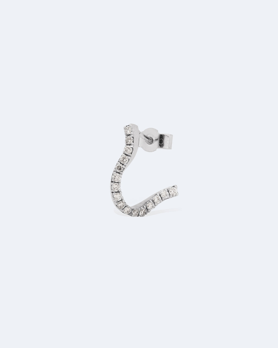 L'écrasement de l'eau - Boucle d'oreille solitaire en or blanc 18 carats et diamants