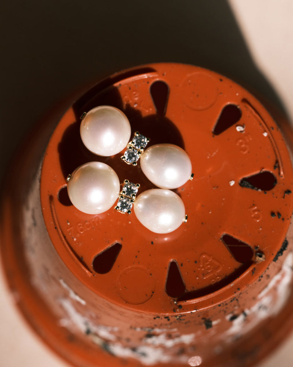 P236 - Boucles d'oreilles en Vermeil Or Recyclé Perle et Zircone