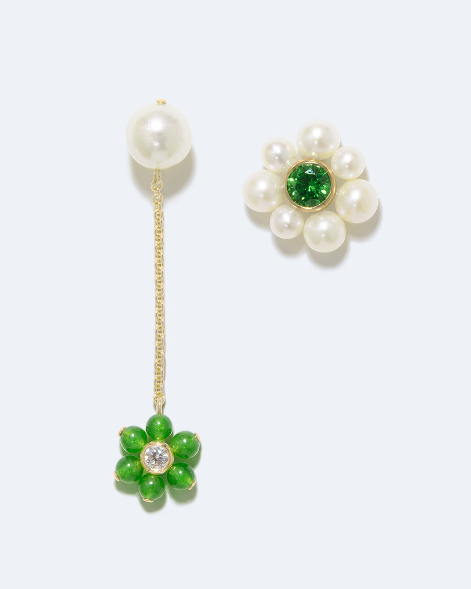 Not Brainwashed (Yet) - Pearl, Zirconia and Jade Bead Recycled Gold Vermeil Earrings