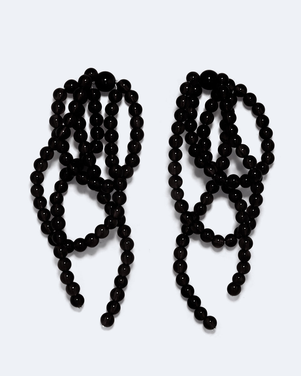 Un nœud inextricable - Boucles d'oreilles en onyx noir et argent recyclé