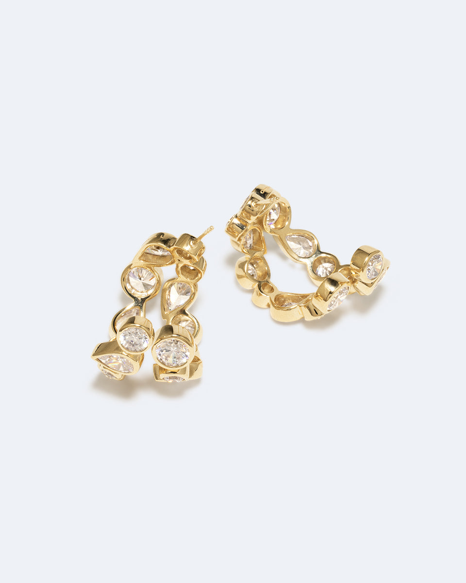 Comme deux gouttes d'eau IV – Boucles d'oreilles en oxyde de zirconium et vermeil