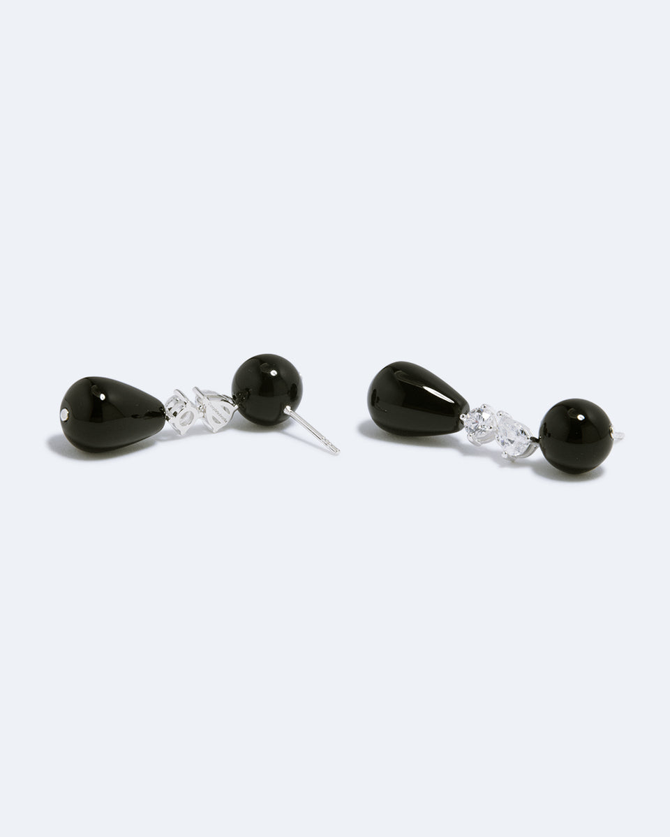 Tarn - Boucles d'oreilles en argent recyclé avec onyx noir et oxydes de zirconium
