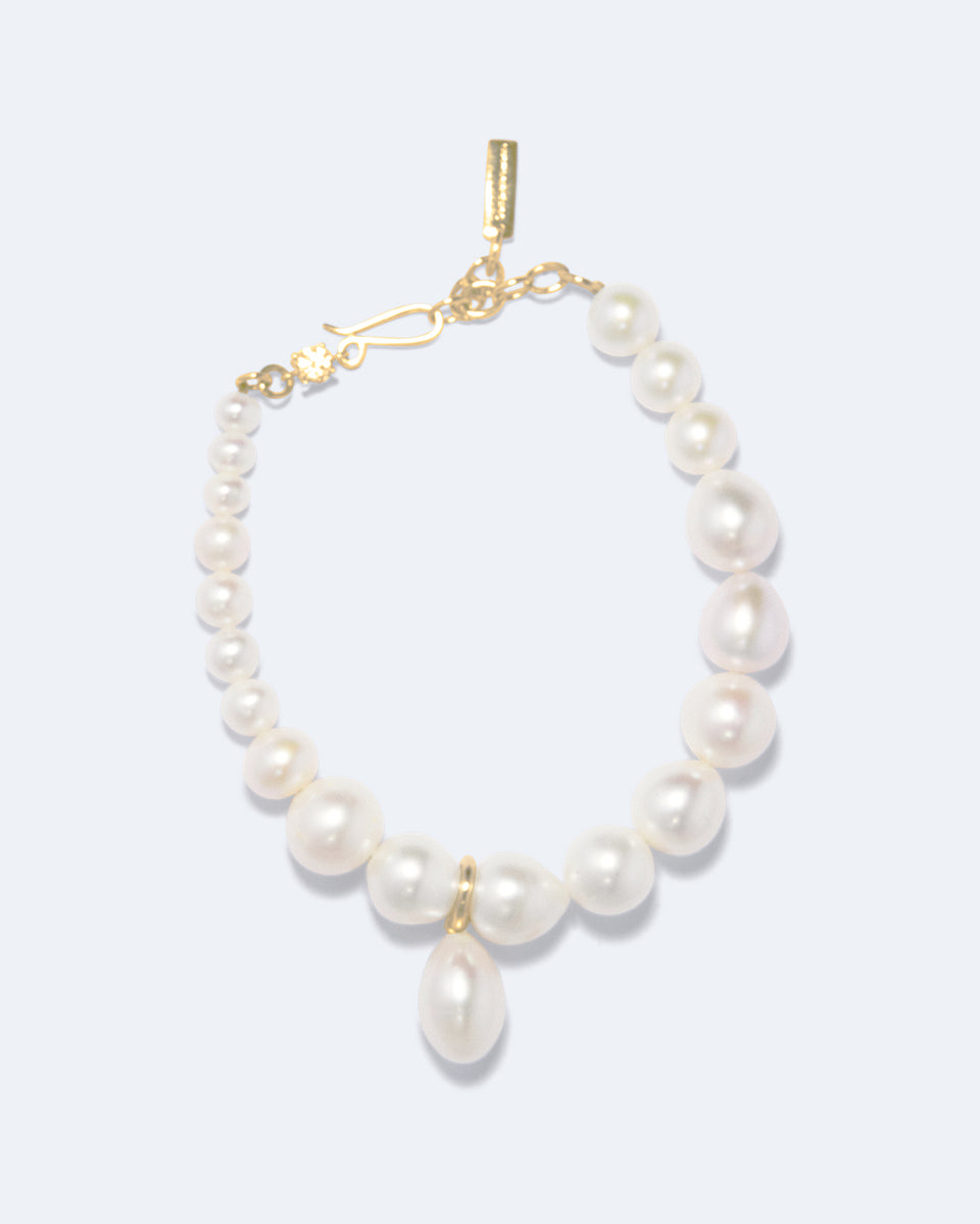 P196 - Bracelet en vermeil recyclé or, perles et zircons