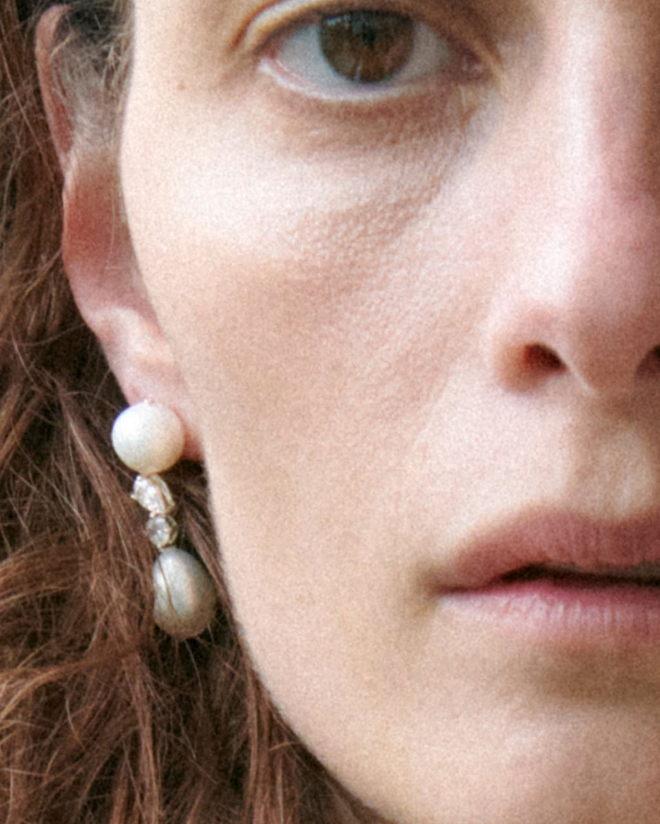 Tarn - Boucles d'oreilles en Vermeil Or Recyclé Perle et Zircone