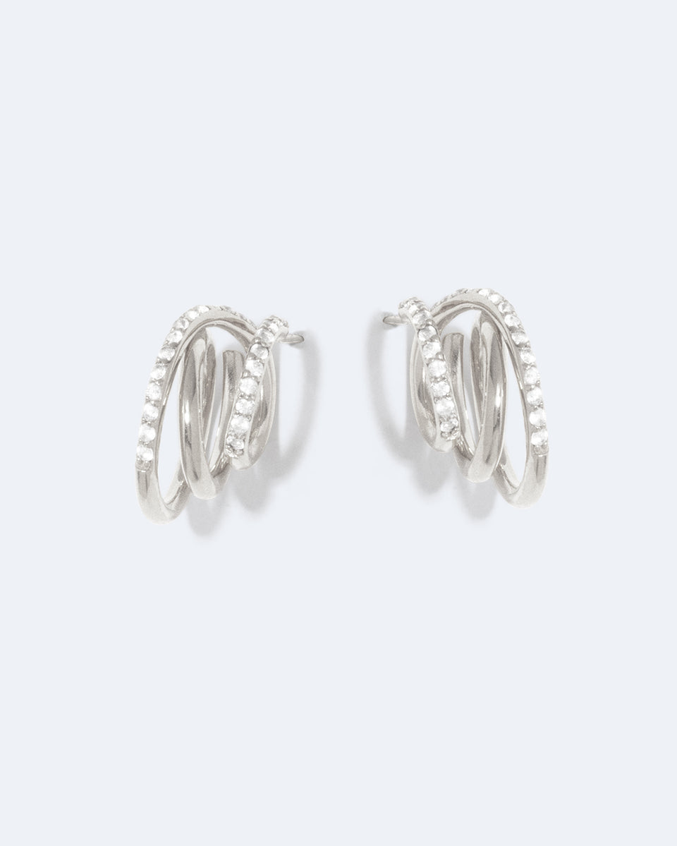 Flow - White Topaz and Platinum Plated Sterling Silver Earrings