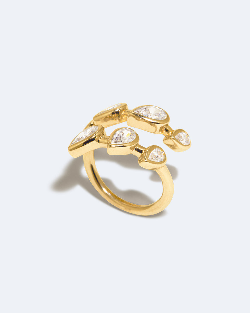 Bague Arc en vermeil d'or recyclé et de zircone