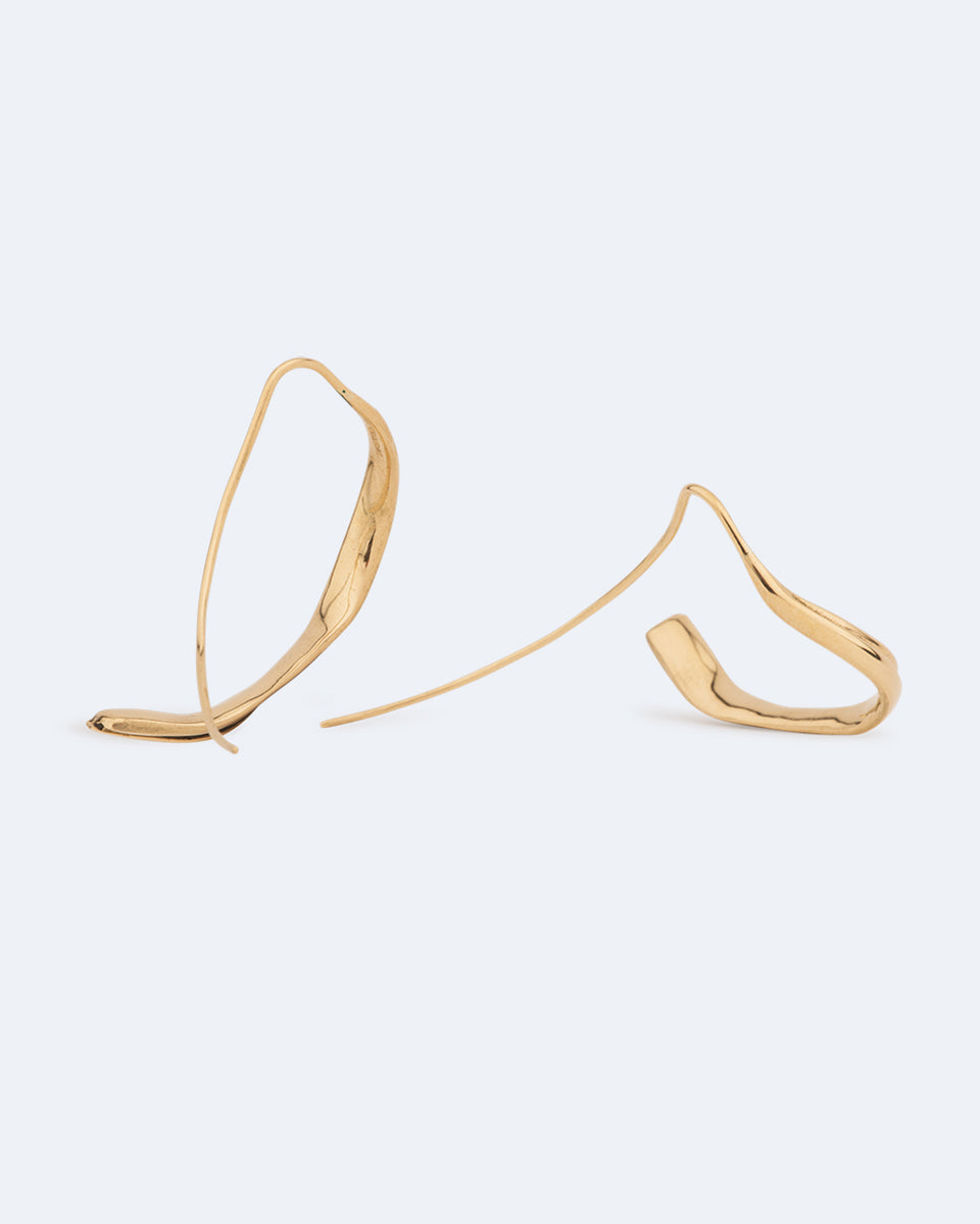 Un coup de vent soudain - Boucles d'oreilles en or jaune 18 carats et diamants