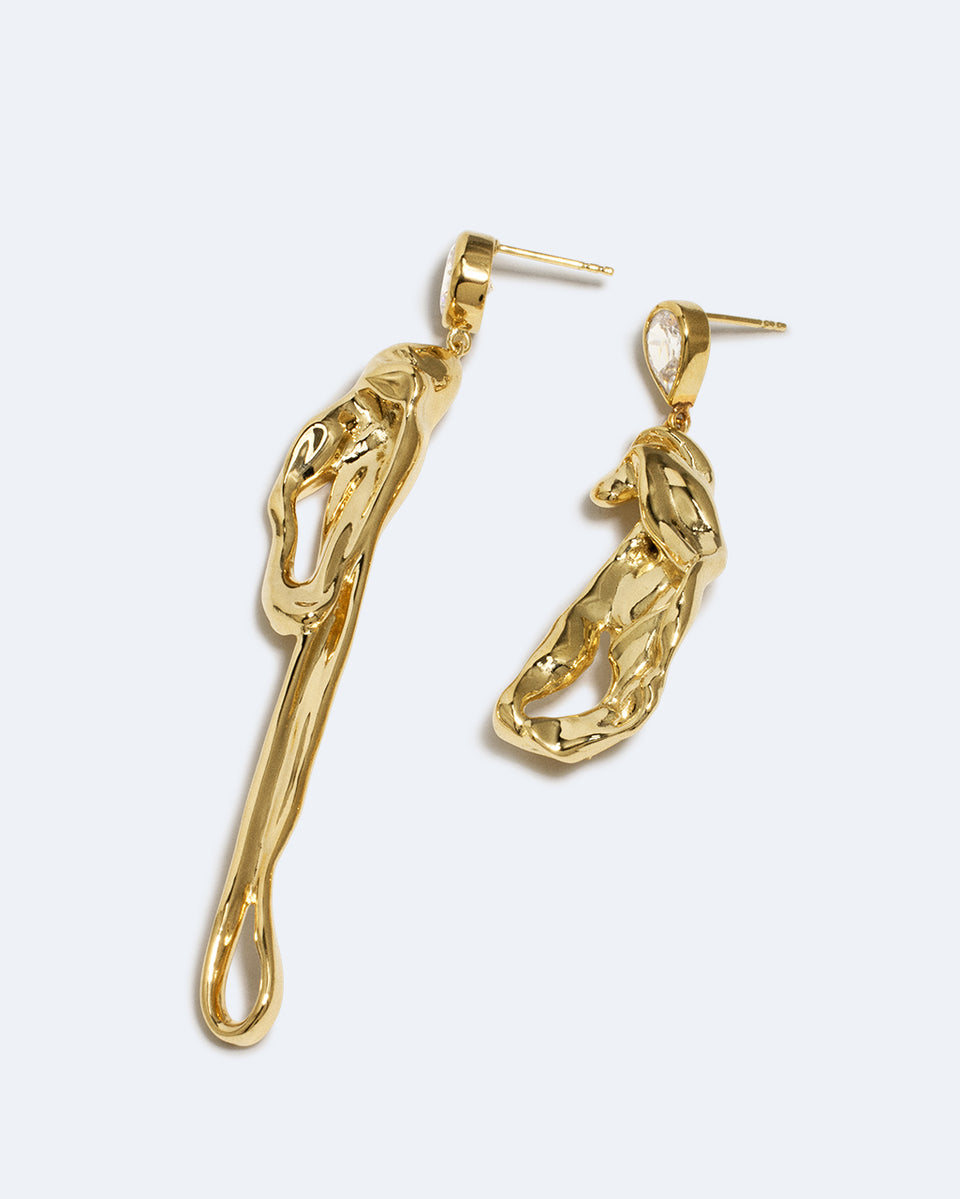 Dreams of Mercury - Zirconia and Recycled Gold Vermeil Earrings