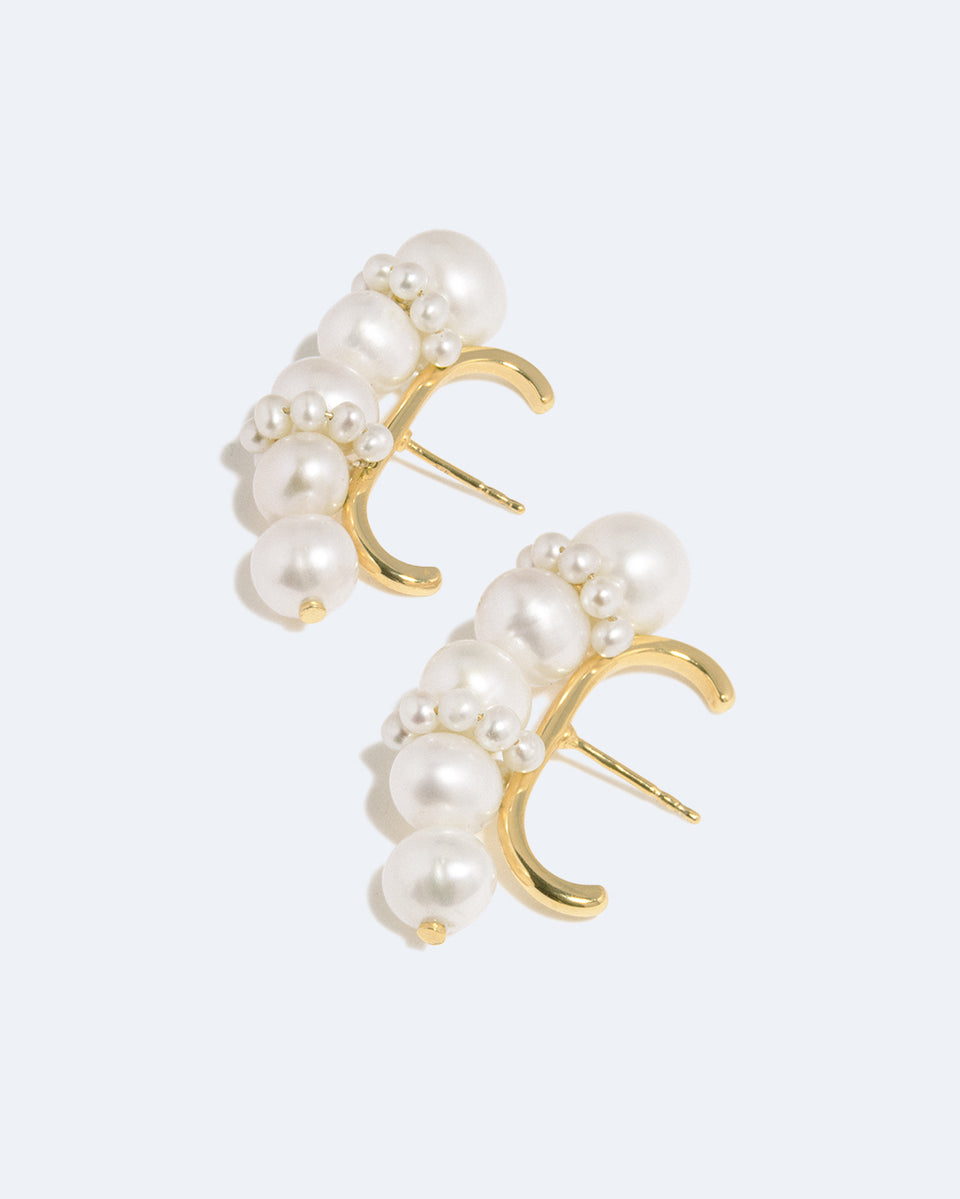 P251 - Grimpants d'oreilles Perle et Vermeil en Or Recyclé