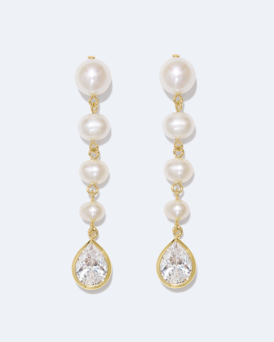 P168 - Boucles d'oreilles en Vermeil Or Recyclé Perle et Zirconium