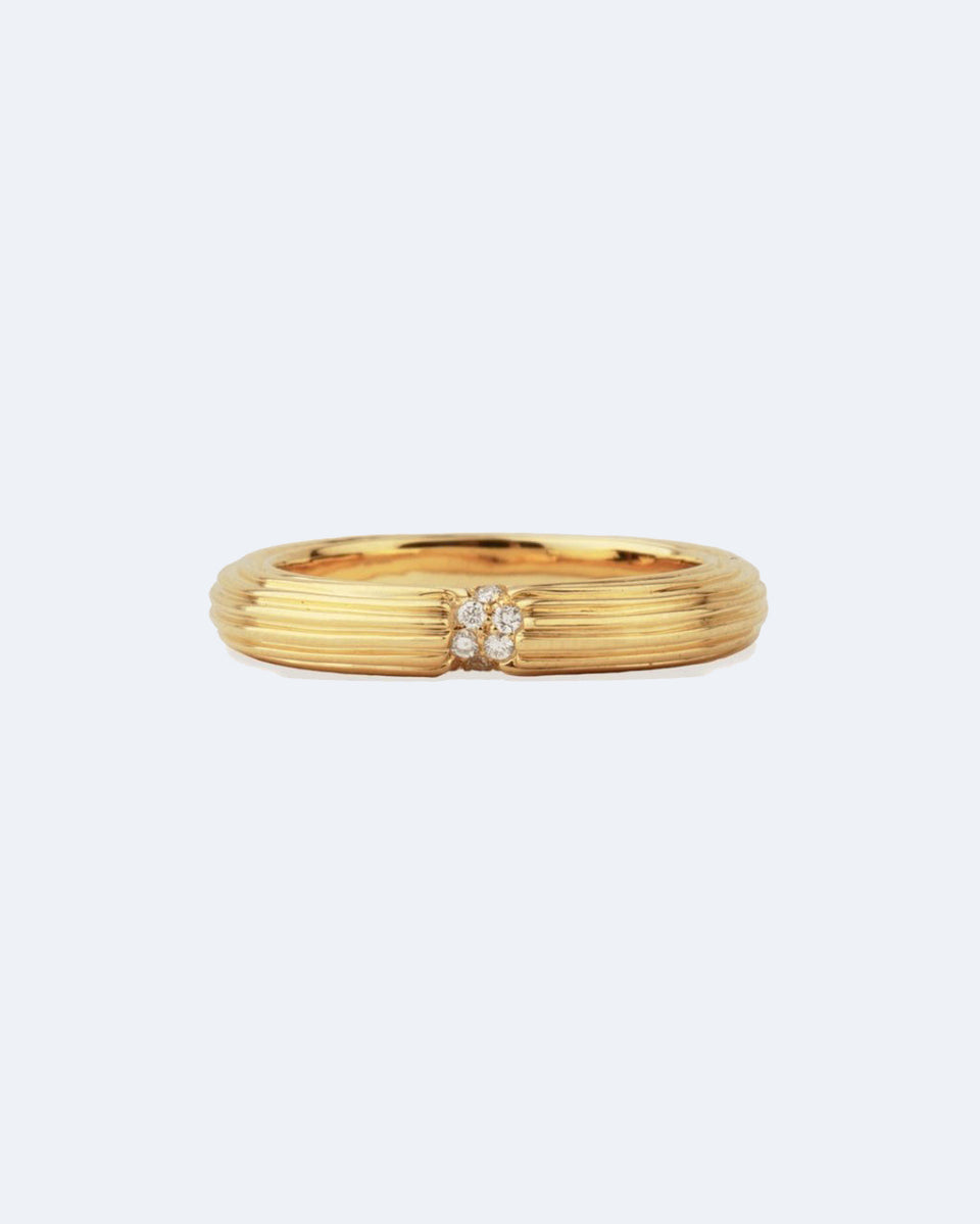 Pillar - 18 Carat Yellow Gold Diamond Band Ring