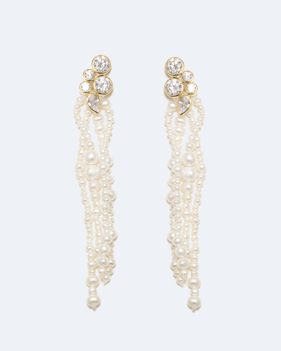 Les possibilités sont infinies – Boucles d'oreilles en Vermeil d'Or Recyclé, Perles et Zirconia