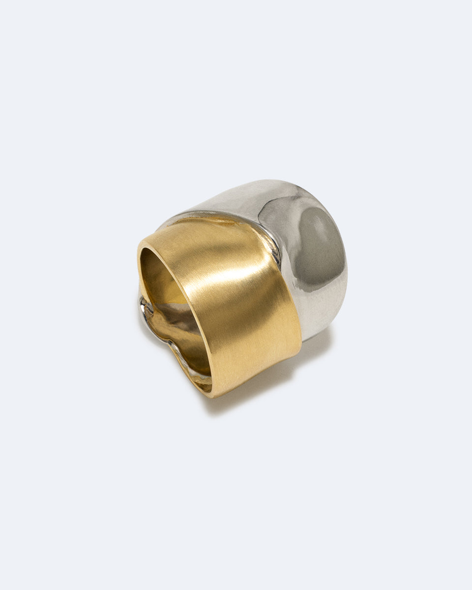 Ruban - Bague plaquée rhodium et or