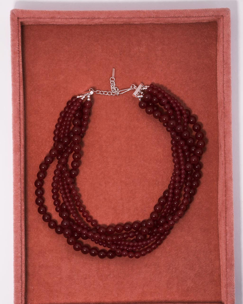 H84 - Collier perles de calcédoine et argent recyclé