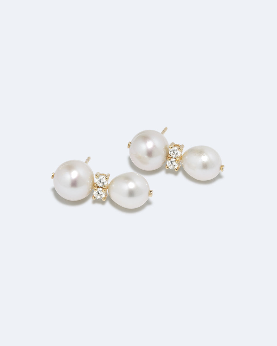 P236 - Boucles d'oreilles en Vermeil Or Recyclé Perle et Zircone