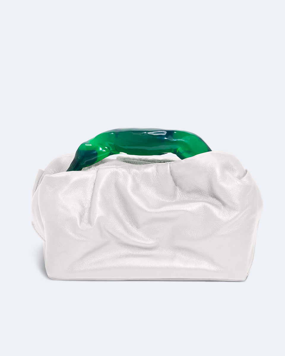 The Lunchbox - Green Resin and White Leather Clutch Bag