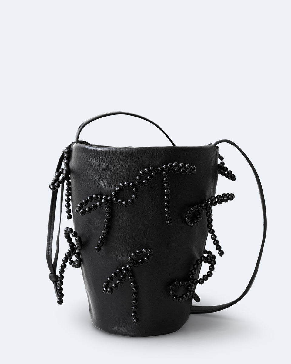G14 - Sac bandoulière en cuir noir et nacré « Deadstock »