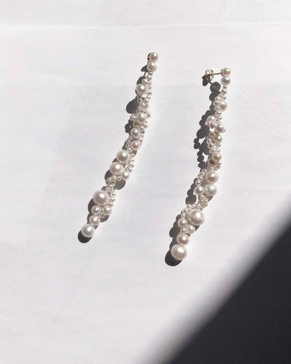 Running for the Hills - Pearl and Recycled Gold Vermeil Earrings