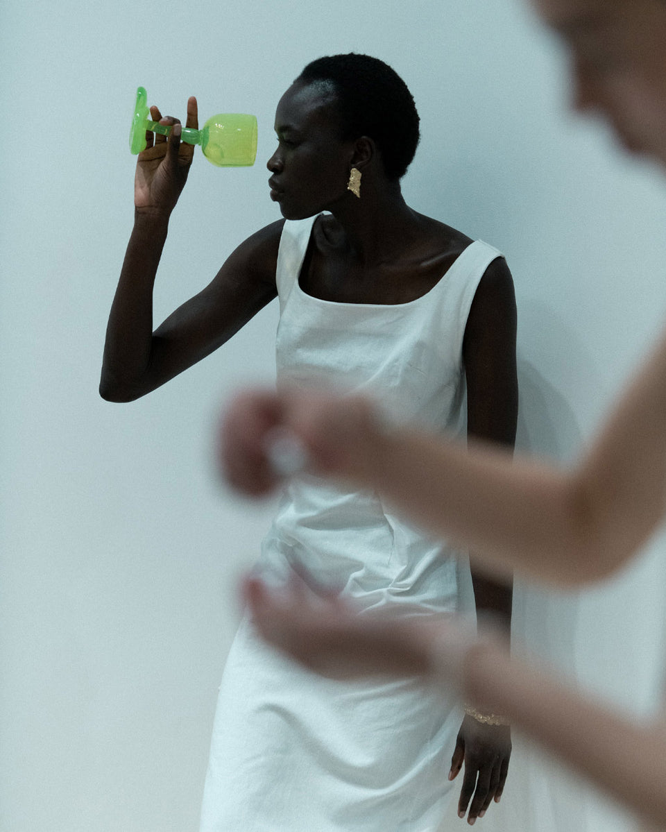 Thaw - Recycled Wine Glass in Acid Green