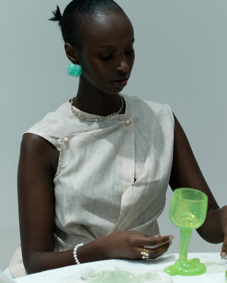 Thaw - Recycled Wine Glass in Acid Green