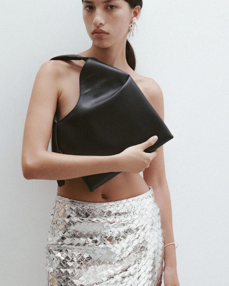The Tuck - Black Deadstock Leather Shoulder Bag
