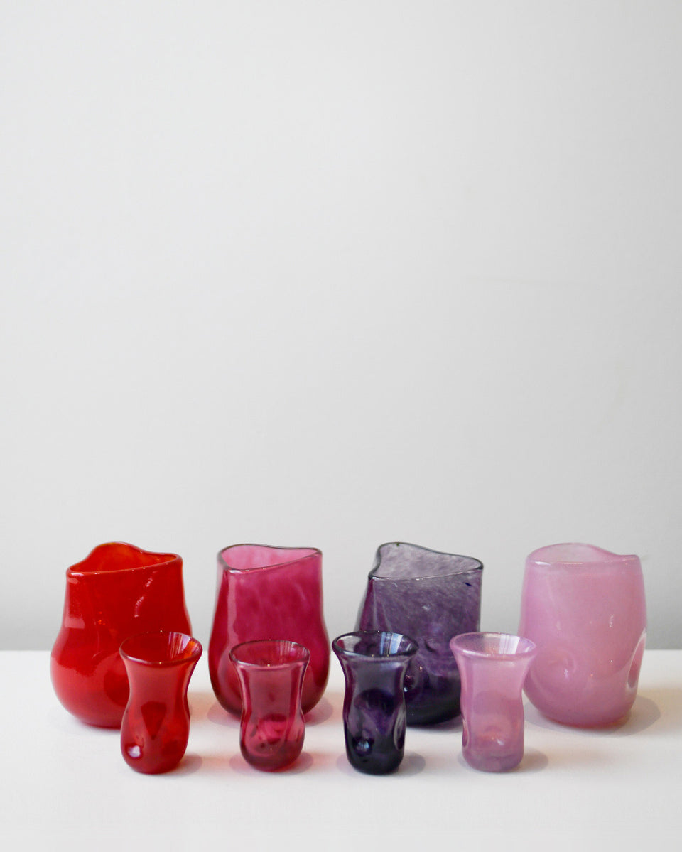 Thaw - Set of 4 Recycled Glass Tumbler in Red Magenta Purple Pink