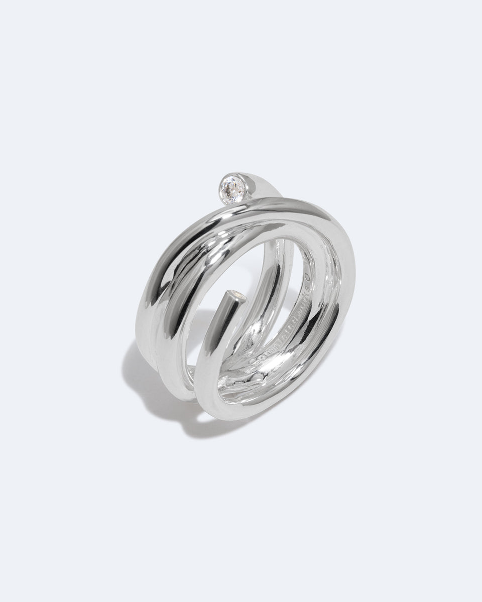 Bague Coil - Zircon et Argent recyclé