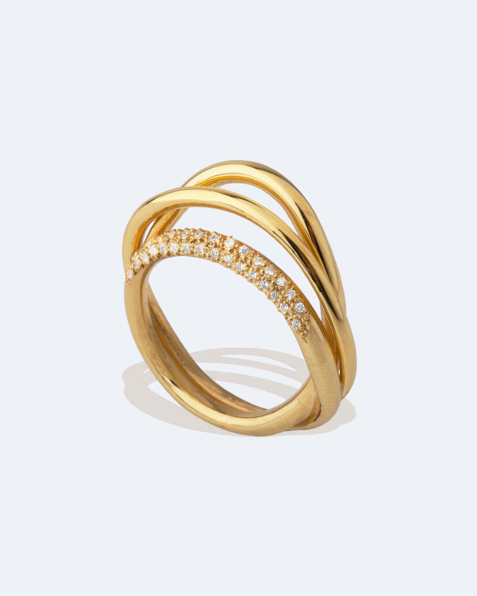 Surrounded Islands - 18ct Yellow Gold and Diamond Ring