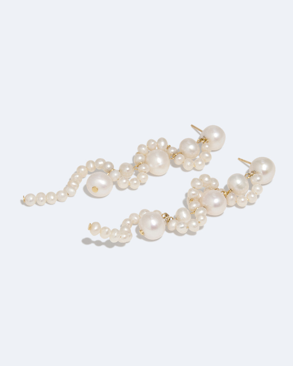 The Mist - Pearl and Recycled Gold Vermeil Earrings