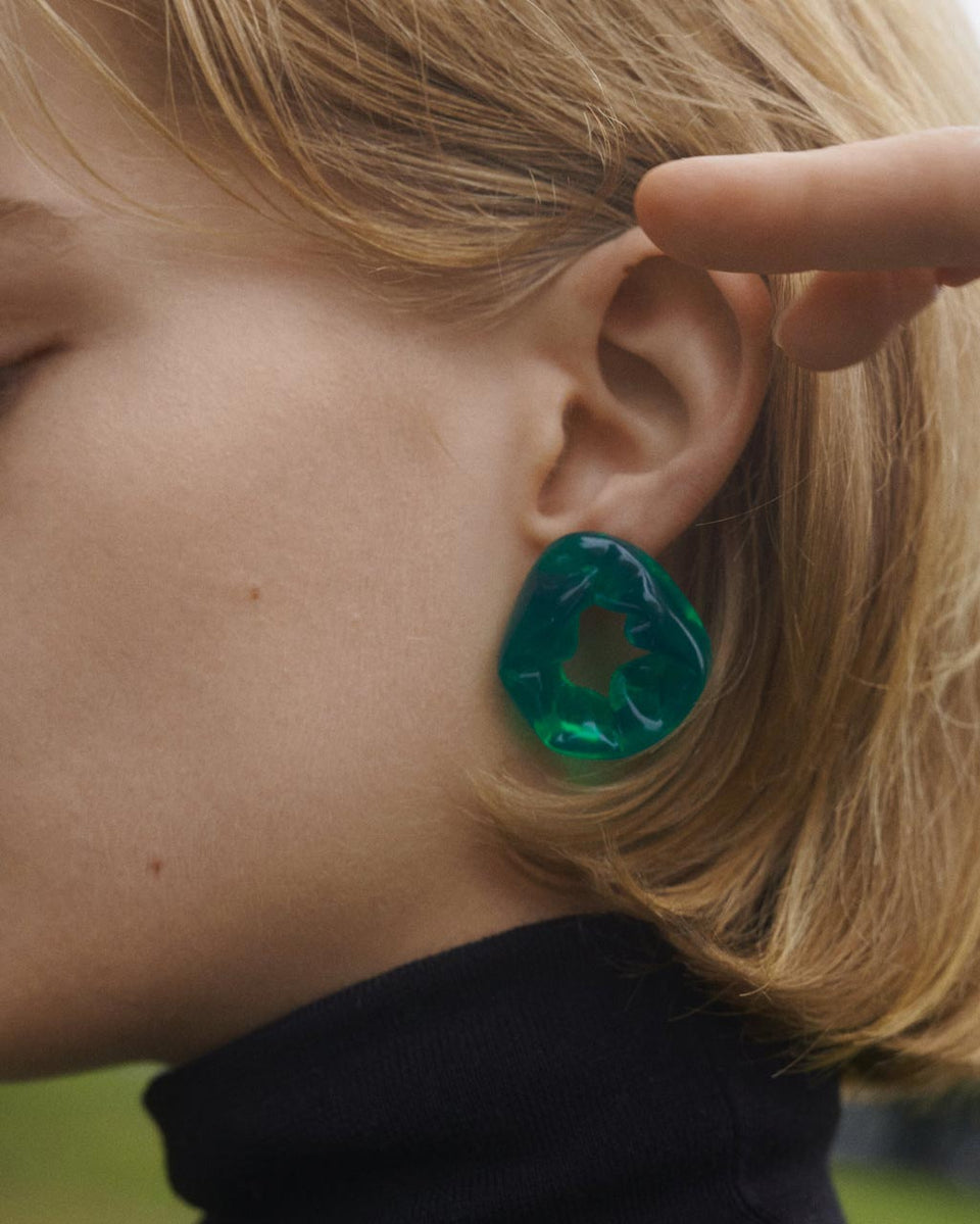 Scrunch - Green Bio Resin and Recycled Gold Vermeil Earrings
